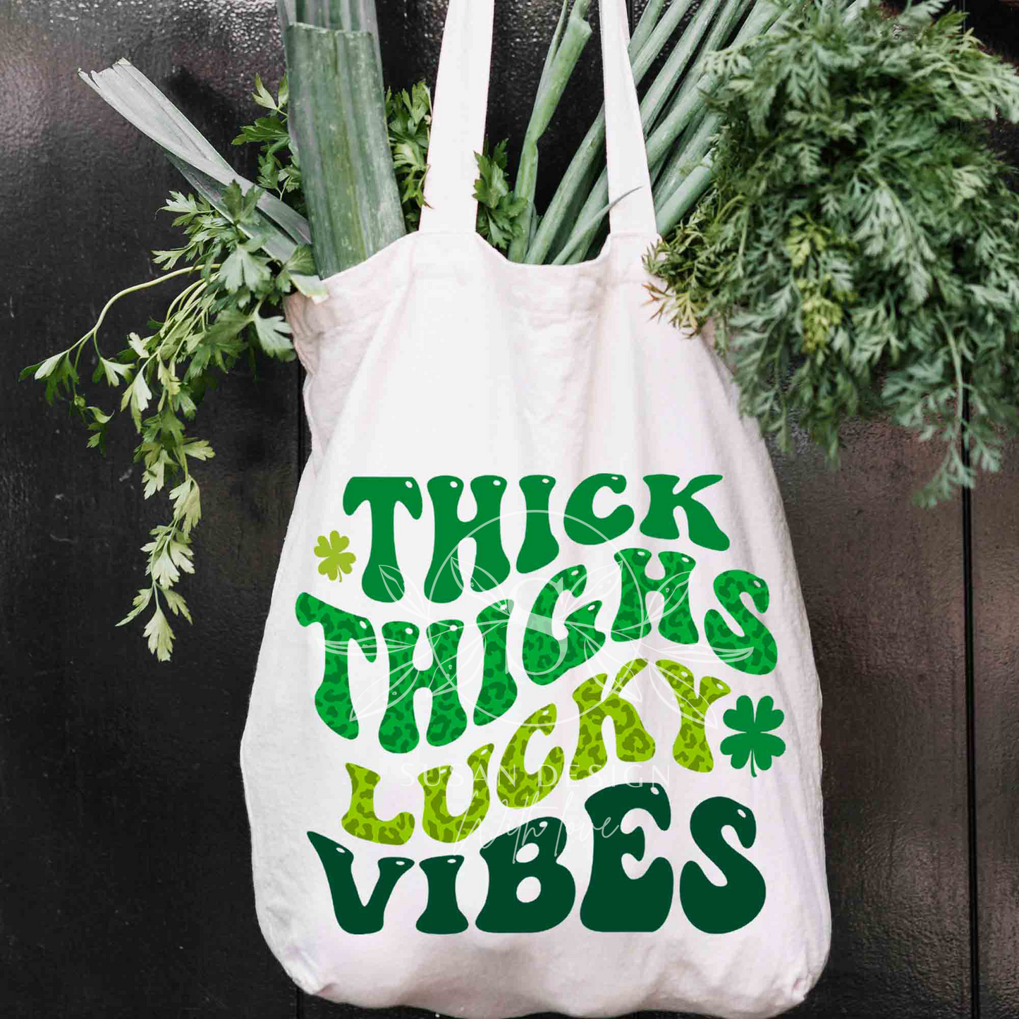 Thick Thighs Lucky Vibes Leopard PNG Sublimation, St Patricks Day