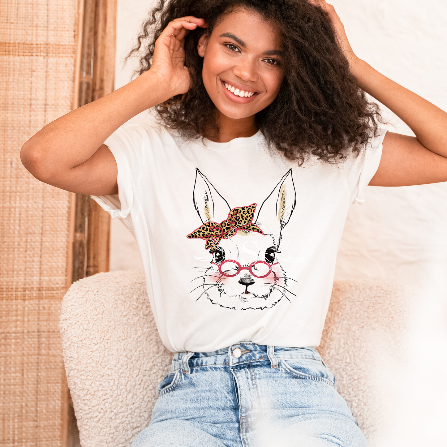 Easter Girl Bunny with Glasses PNG Clipart Sublimation