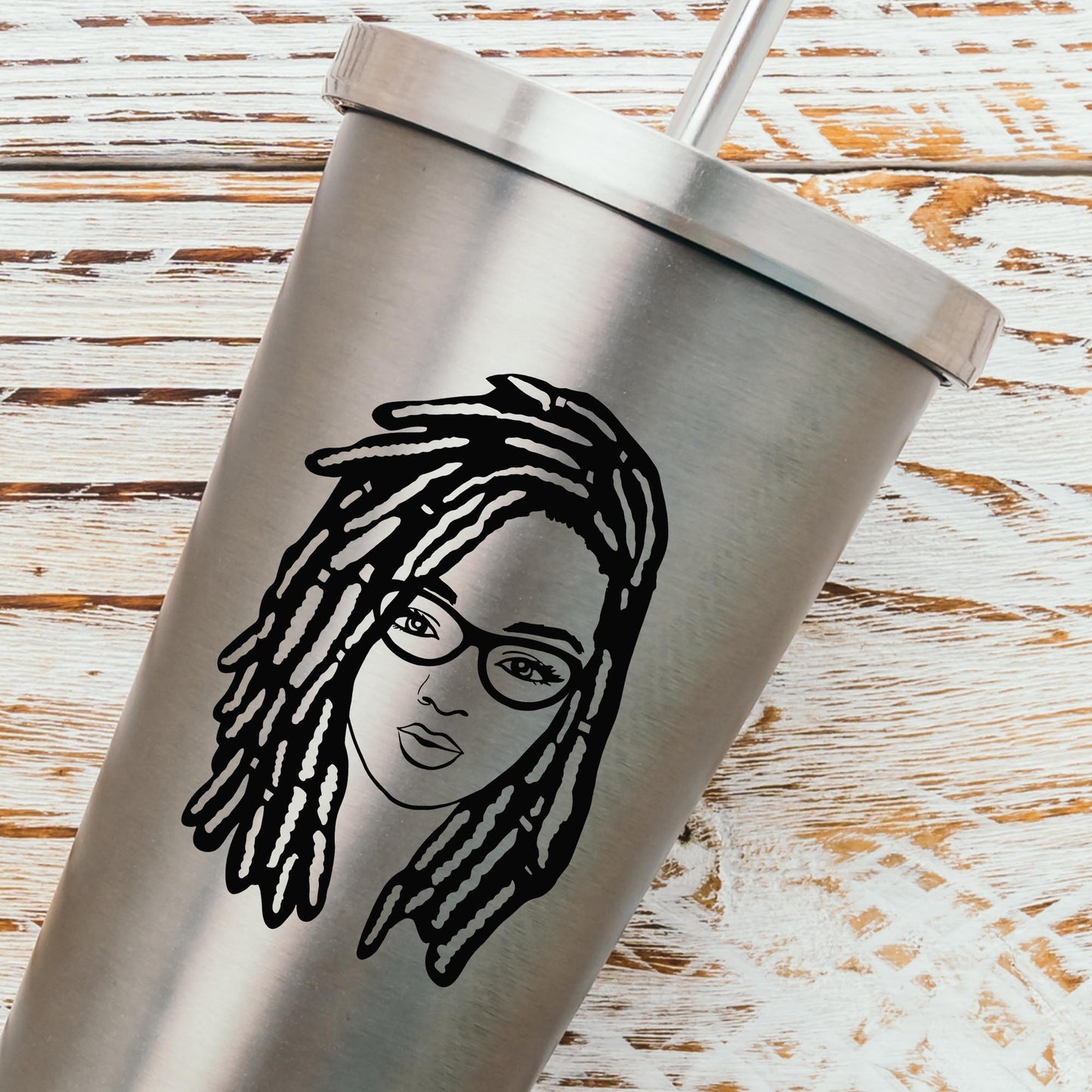 Woman with Locs and Glasses SVG Bundle file for Cricut PNG clipart, Black Woman Dreadlock Design