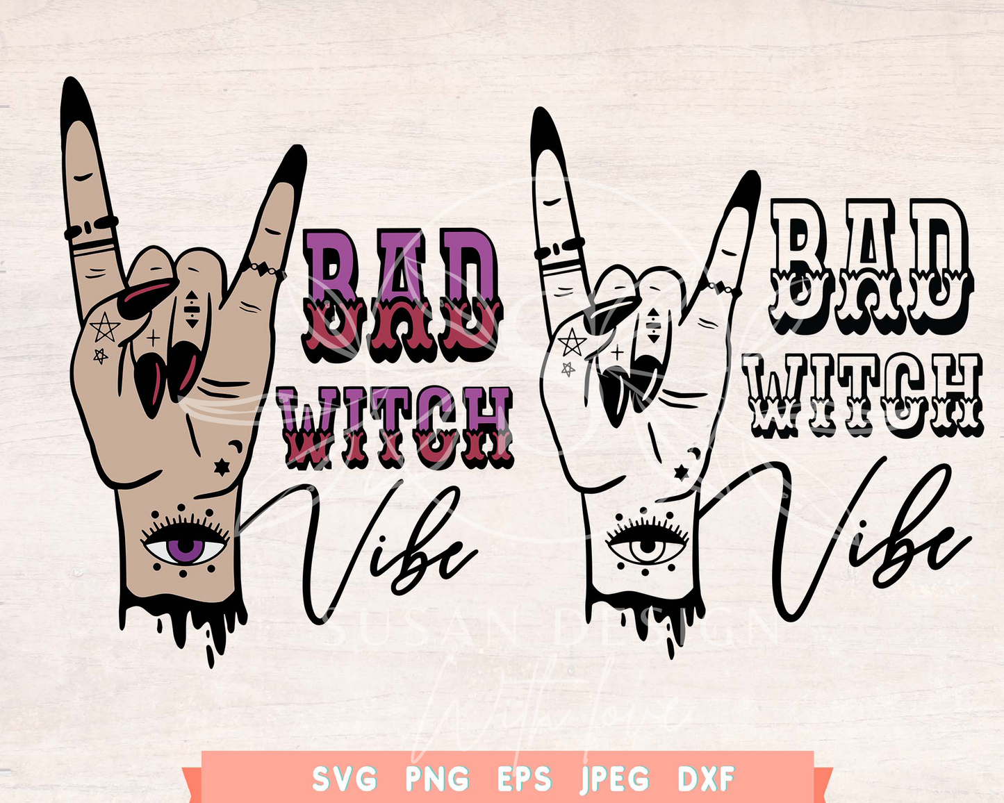 Bad Witch Vibe Rock SVG, Halloween Design