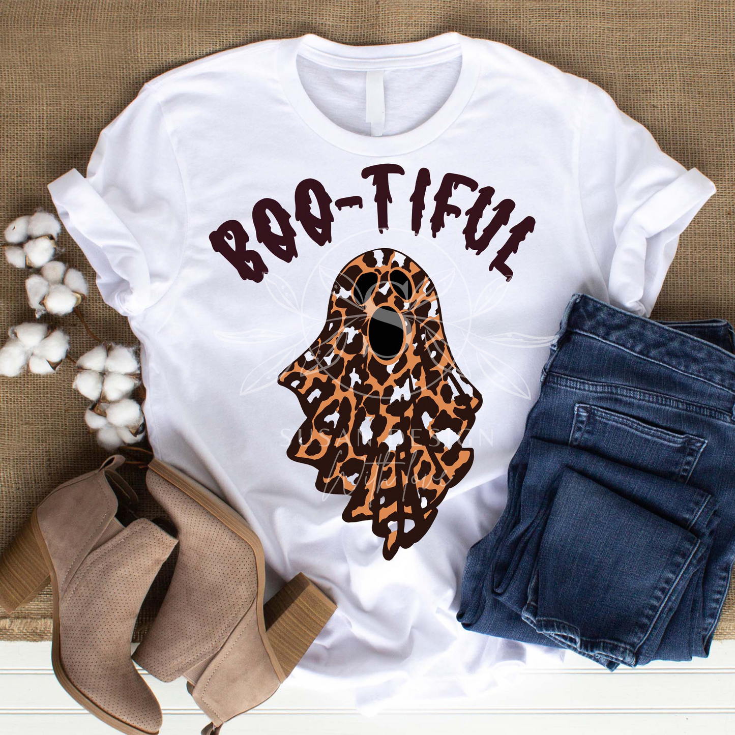"Boo-tiful" Cute Leopard Ghost SVG, Funny Halloween Design