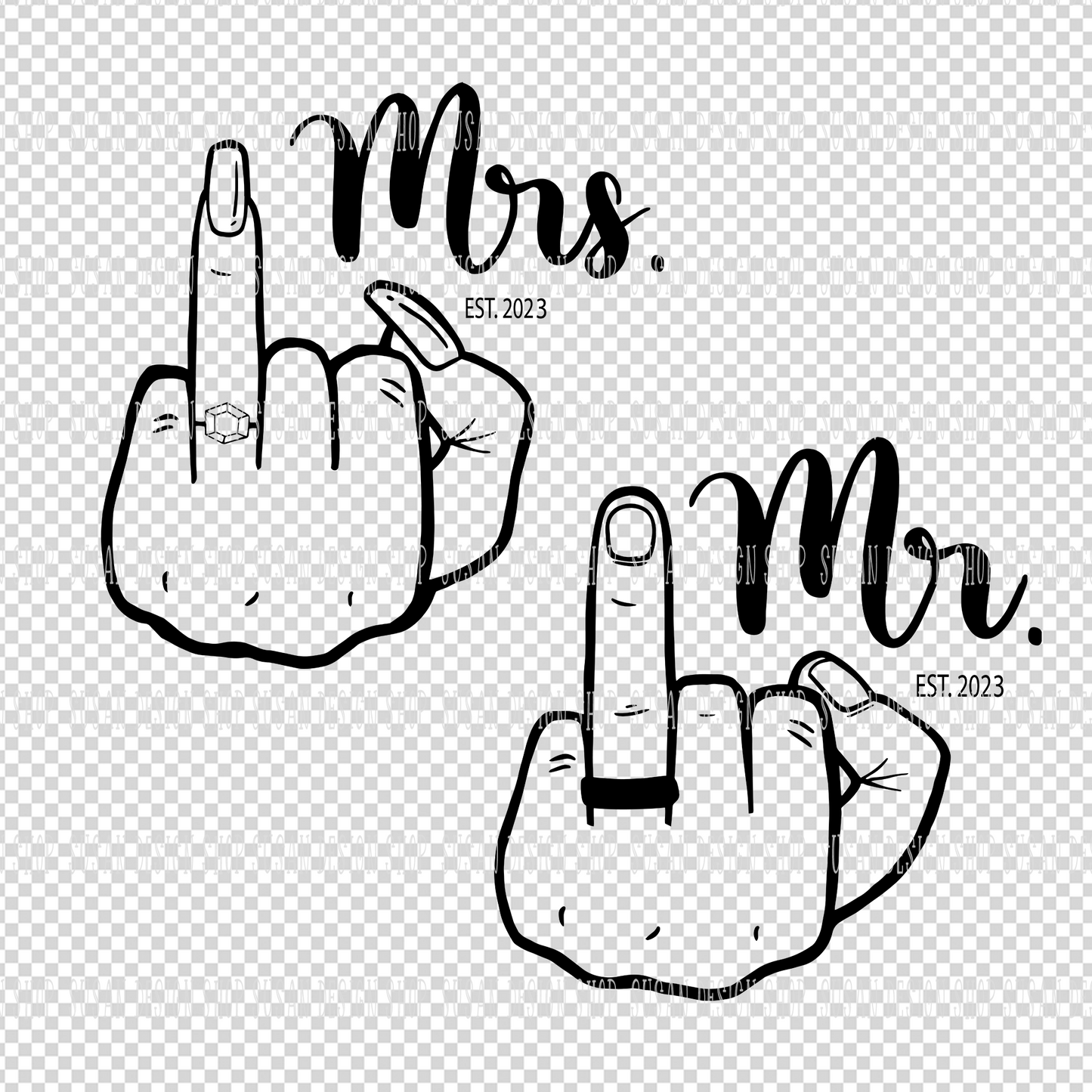 Wedding Finger Hubby and Wifey Est 2023 svg