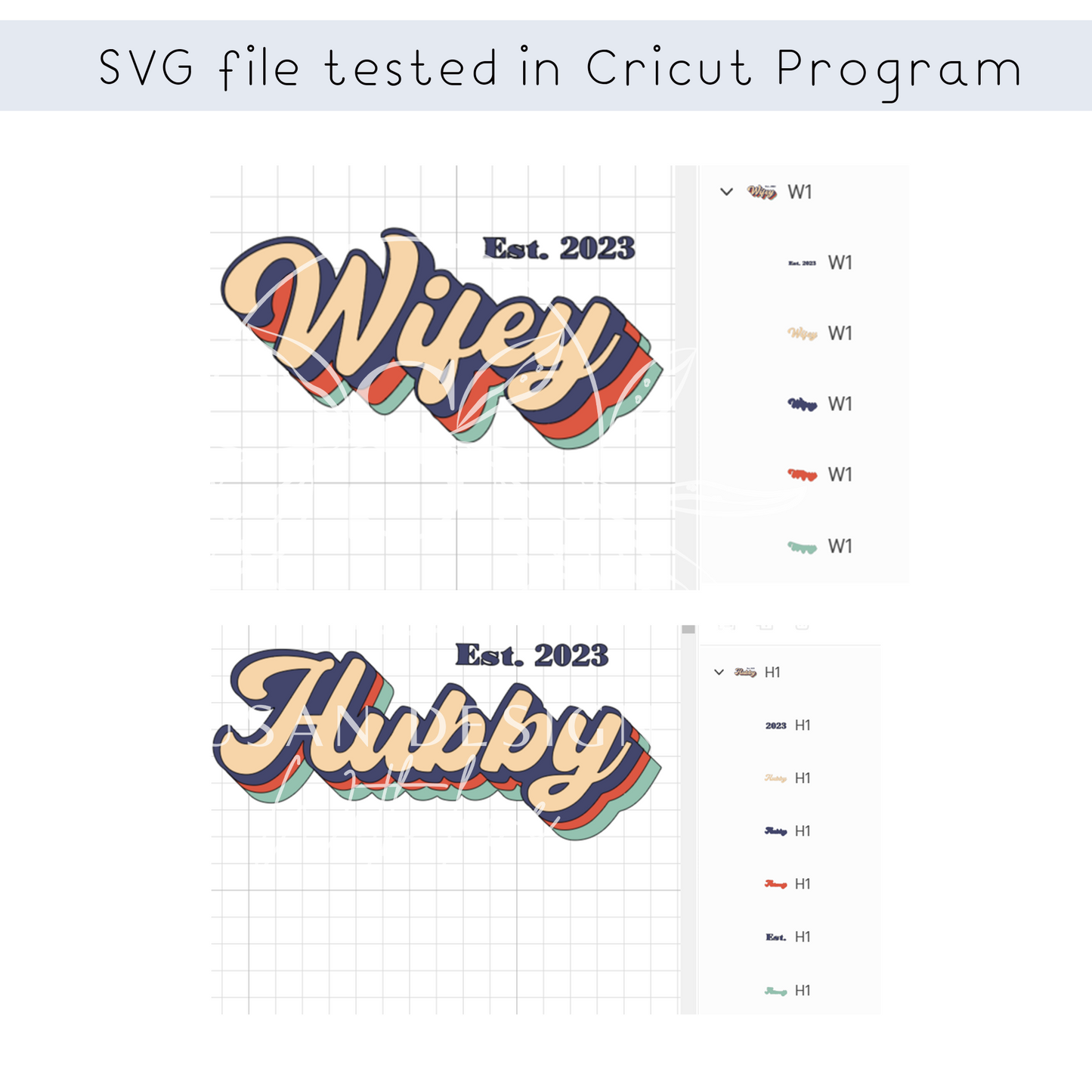 Retro Hubby and Wifey Est 2023 svg