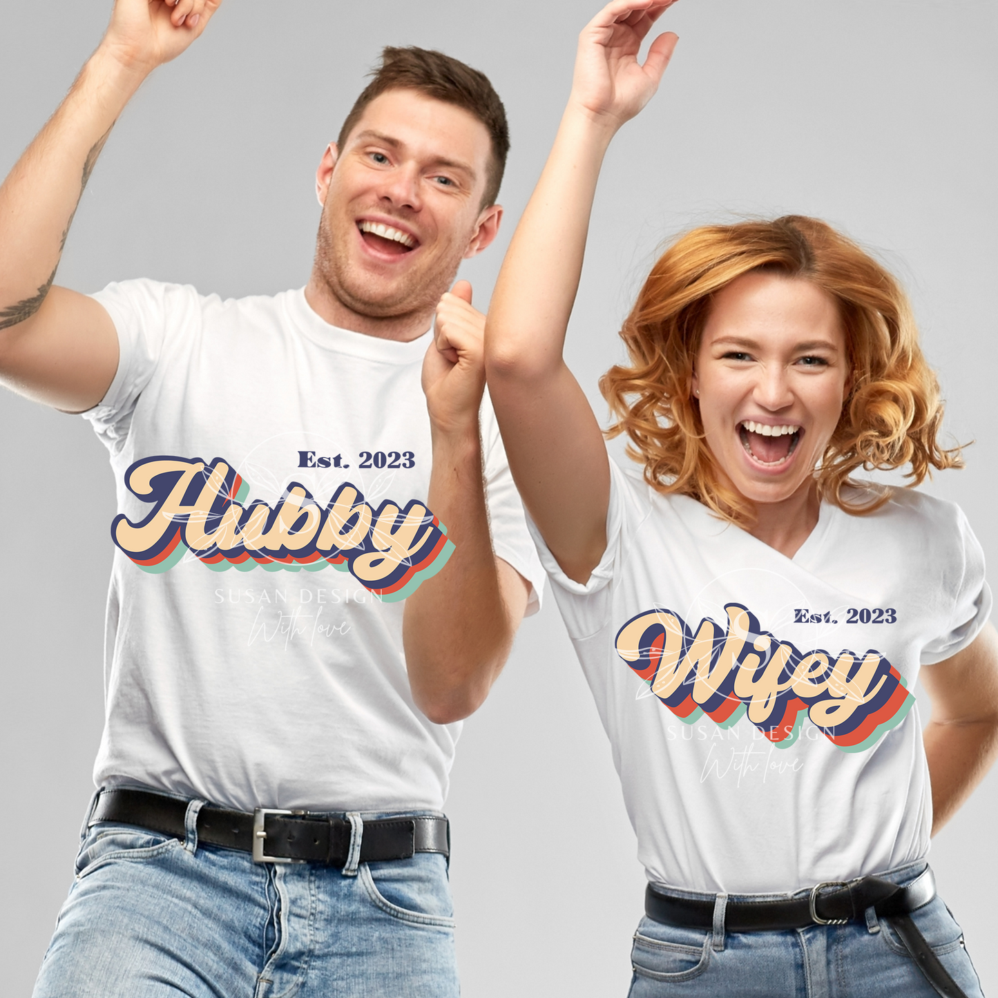 Retro Hubby and Wifey Est 2023 svg