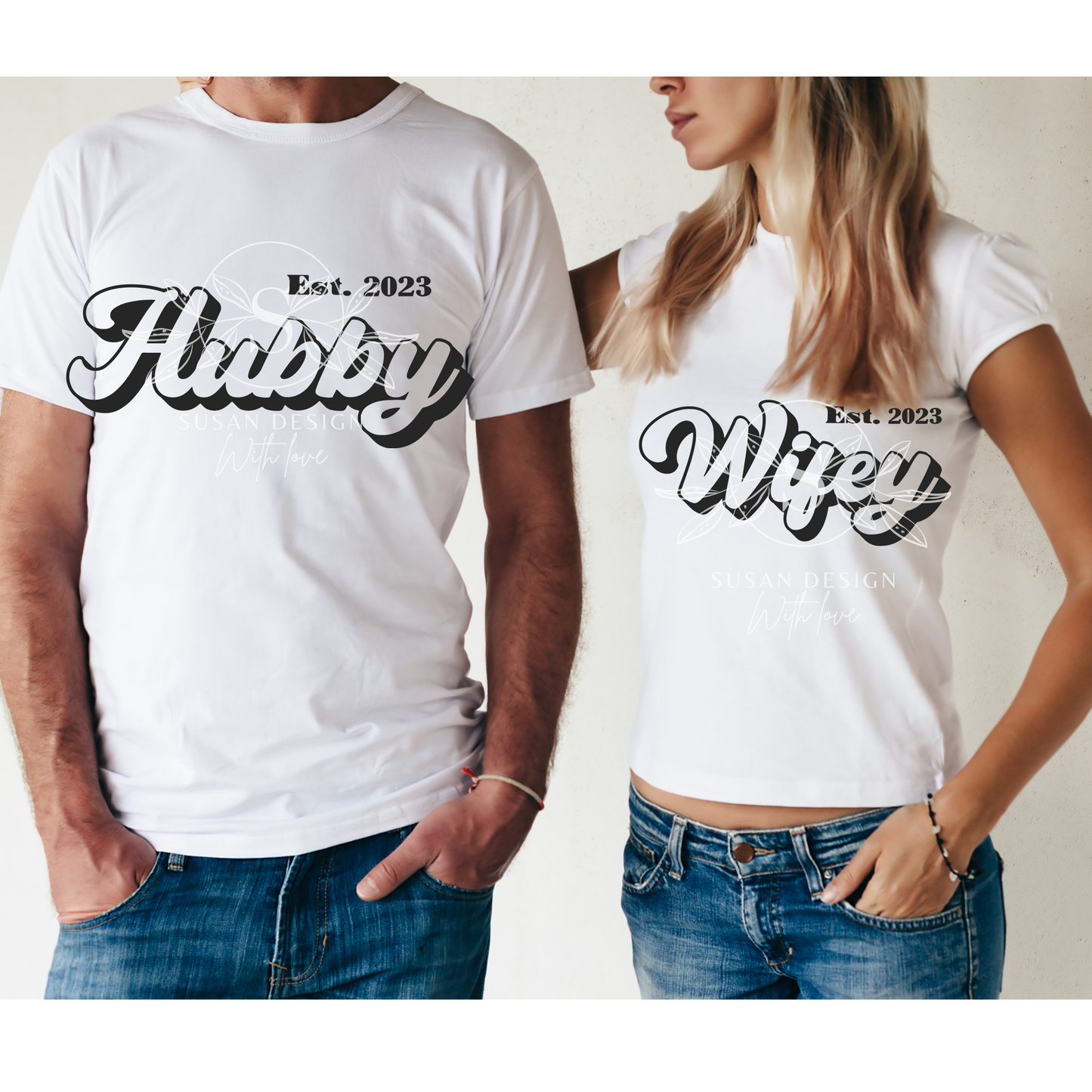 Retro Hubby and Wifey Est 2023 svg