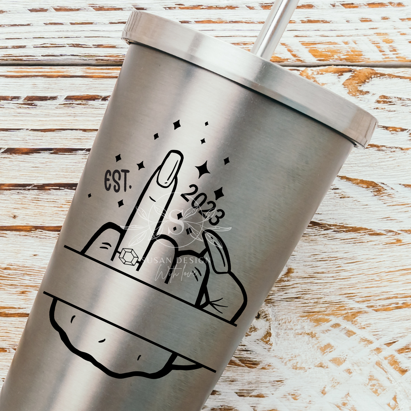 Wedding finger Bride Groom est 2023 Svg