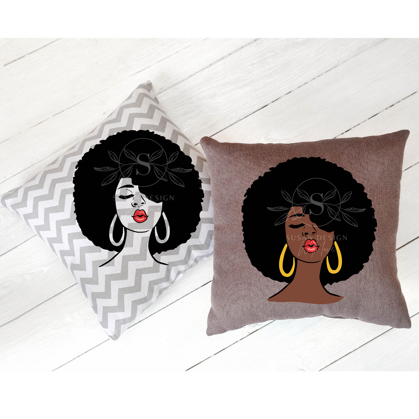 Afro BLack Woman Kissing SVG files for Circut