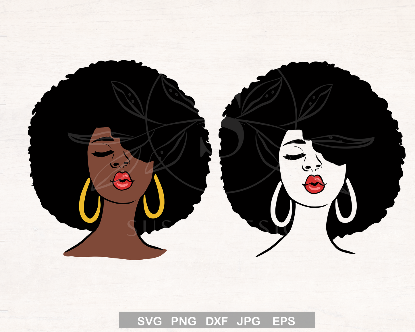 Afro Woman Kissing SVG files for Circut