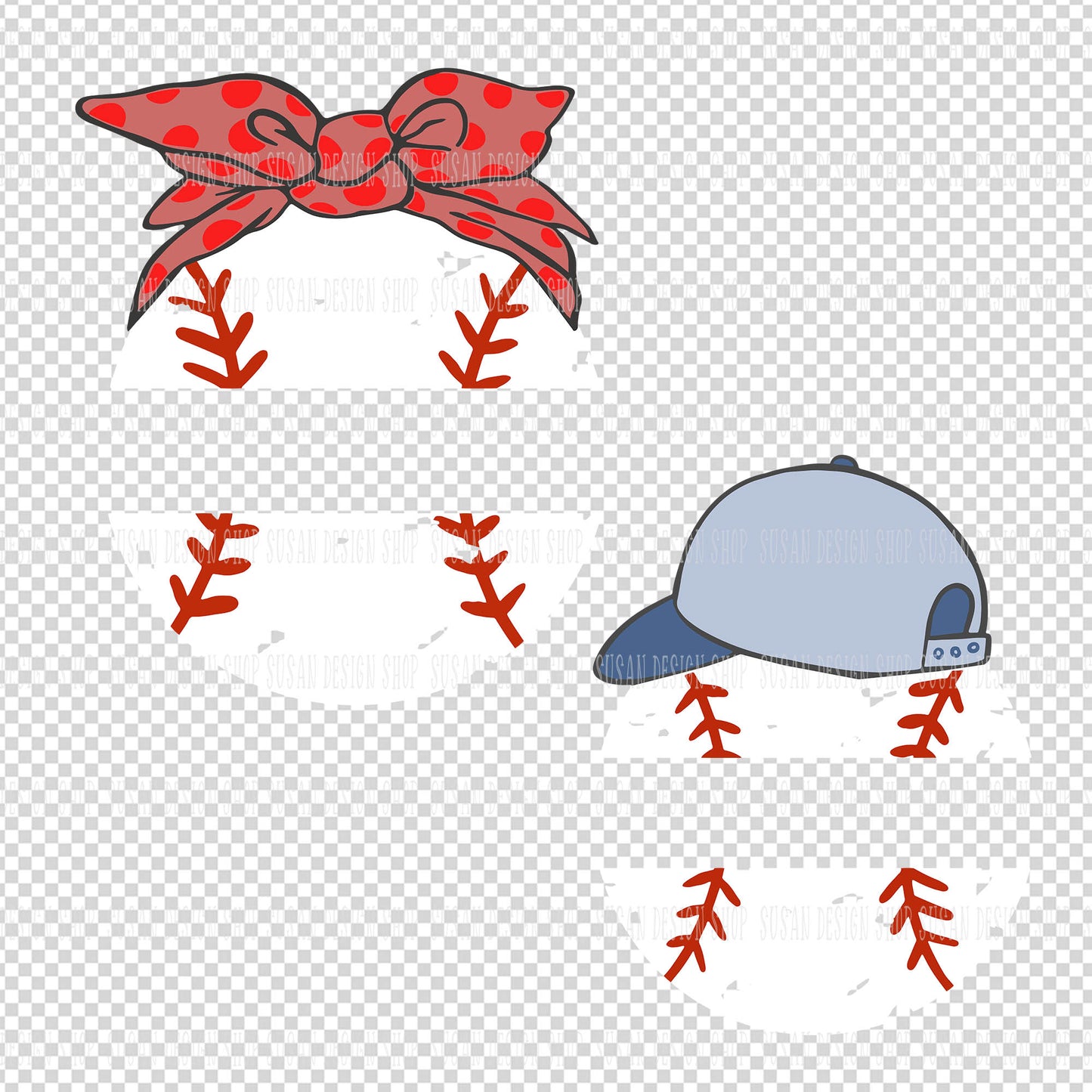 Baseball Headband Girl and Hat Boy SVG