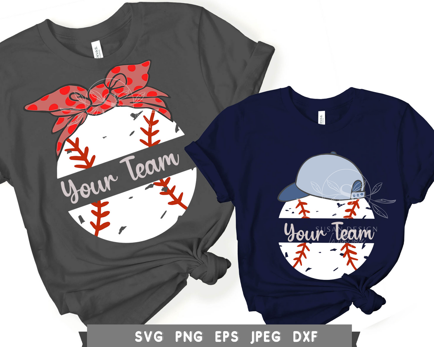 Baseball Headband Girl and Hat Boy SVG