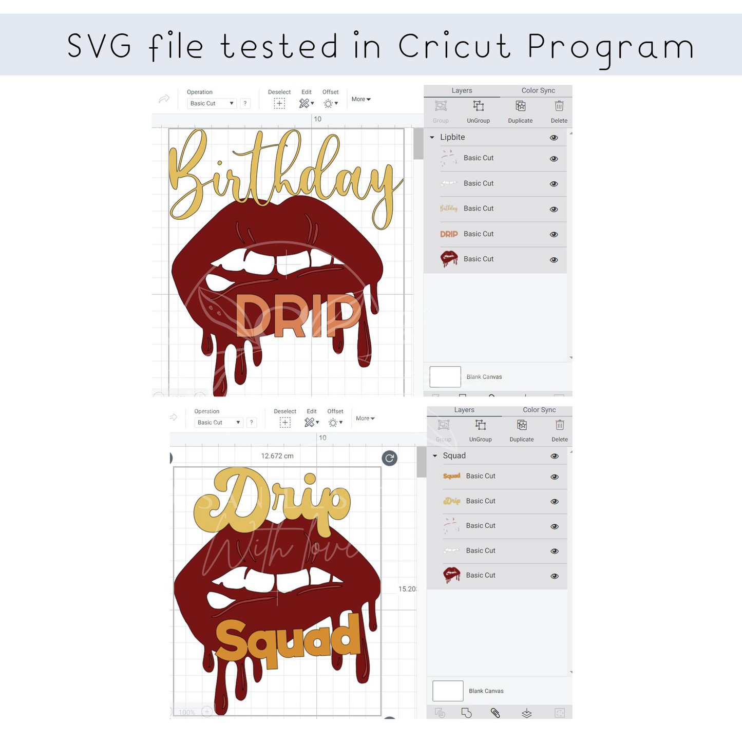 Birthday Drip, Drip Squad lip bite SVG