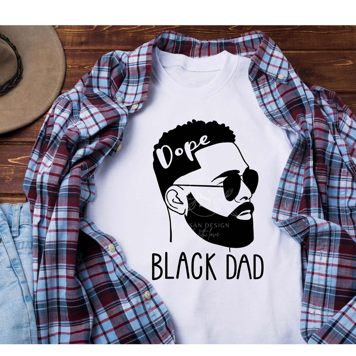 Dope Black Dad with Beard snd Sunglass SVG tshirt design, Black Fathers day