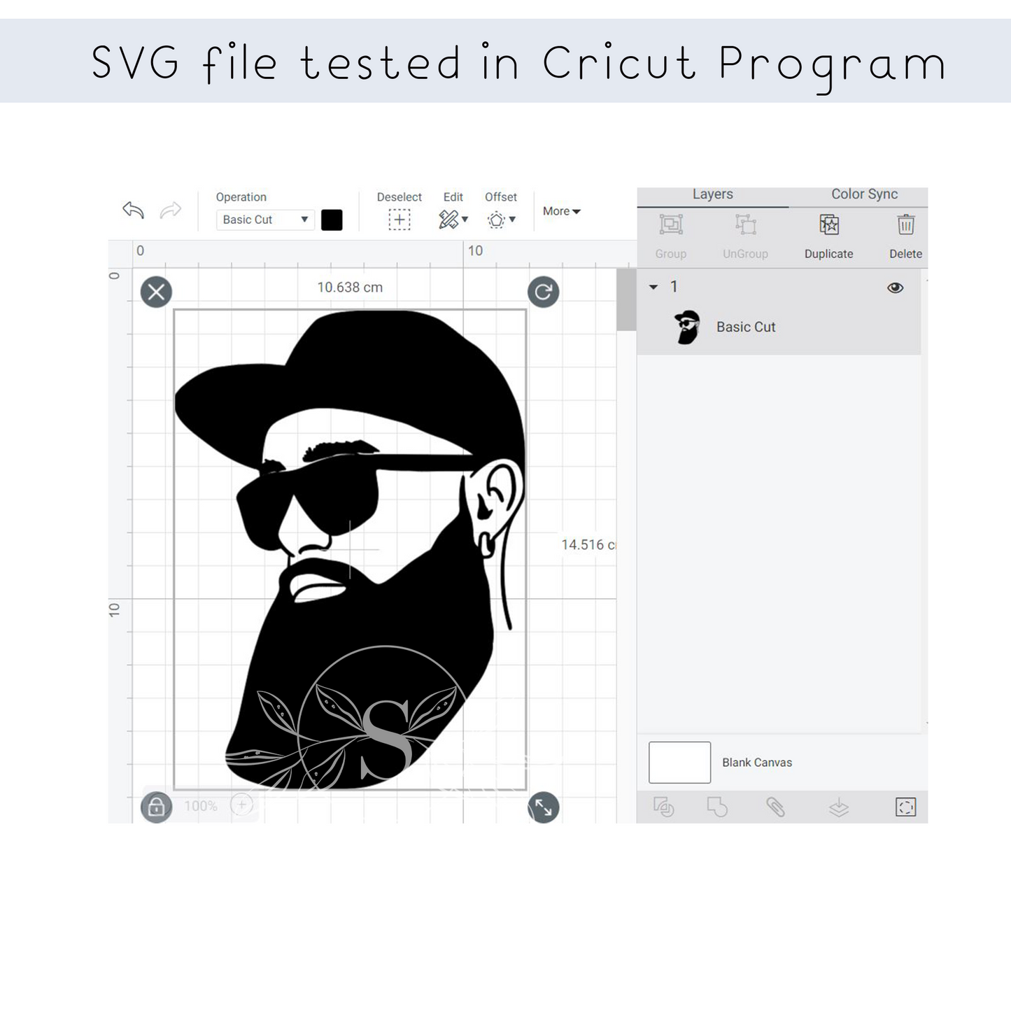 Black Man with Beard Hat SVG files for Cricut