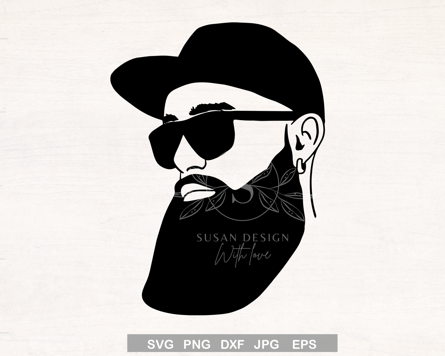 Black Man with Beard Hat SVG