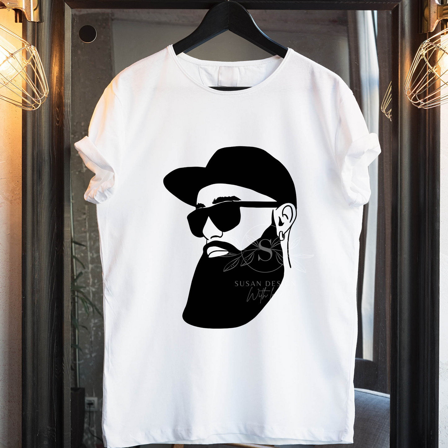 Black Man with Beard Hat SVG shirt design