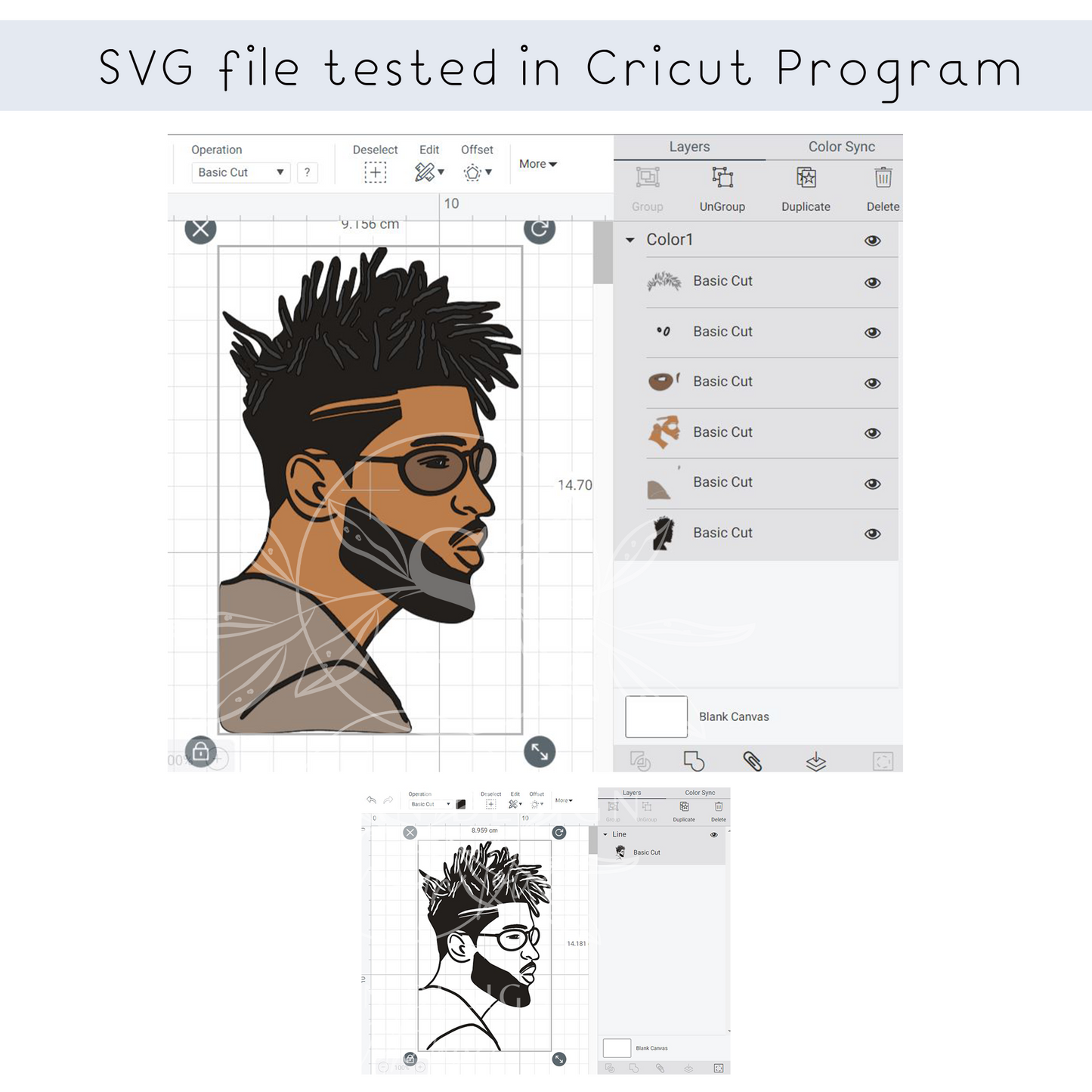 Black Man with Beard Locs SVG files for Cricut