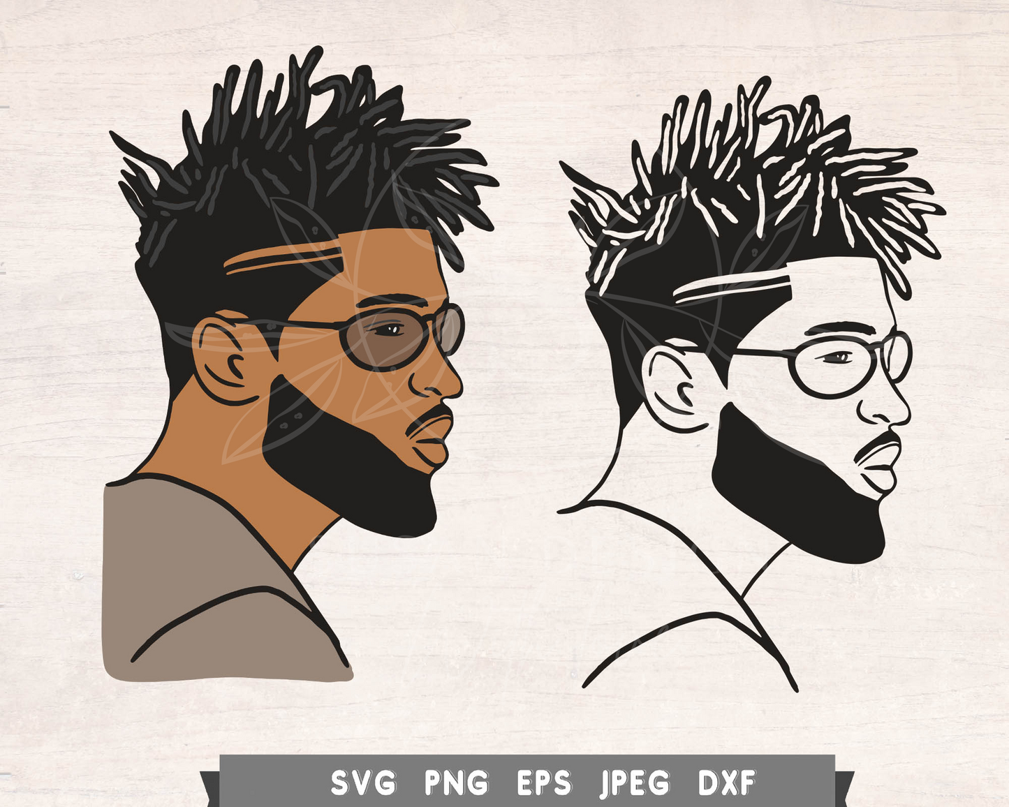 Black Man with Beard Locs SVG