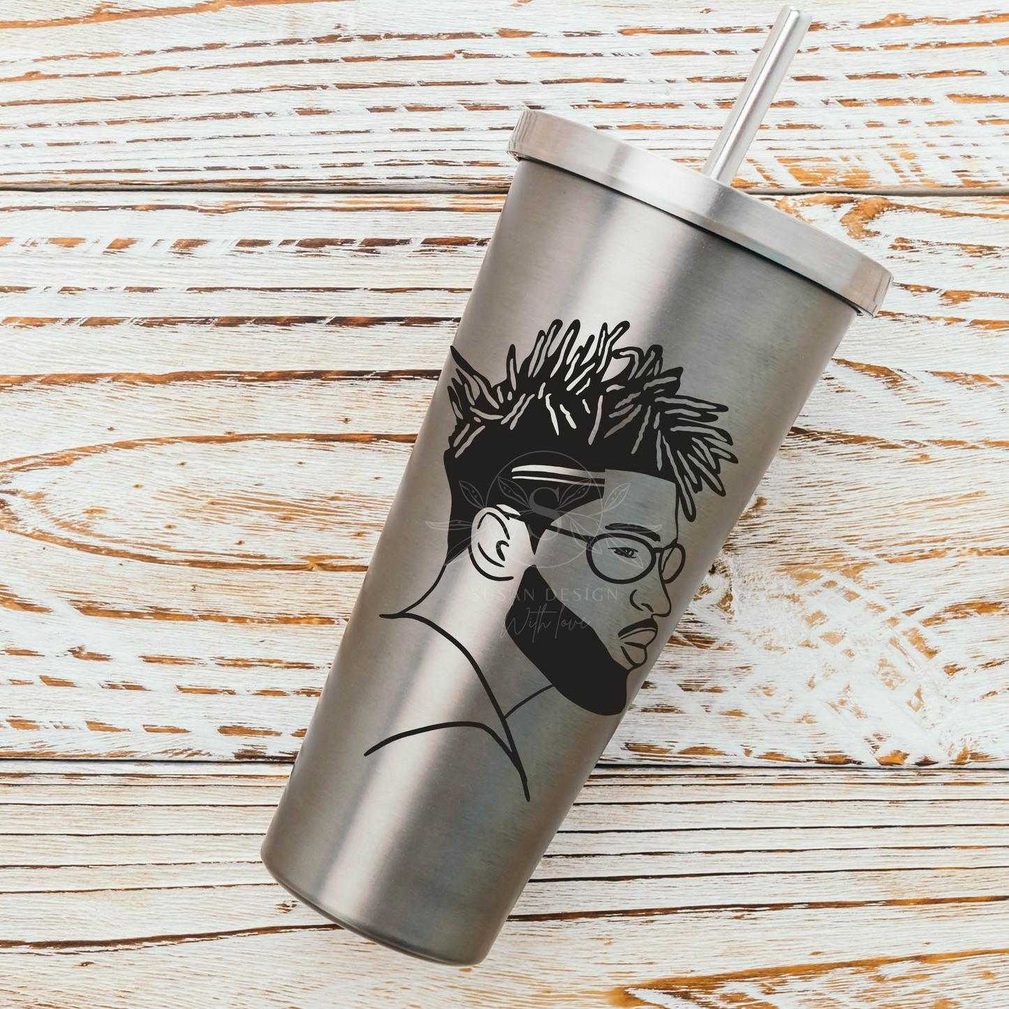 Black Man with Beard Locs SVG PNG