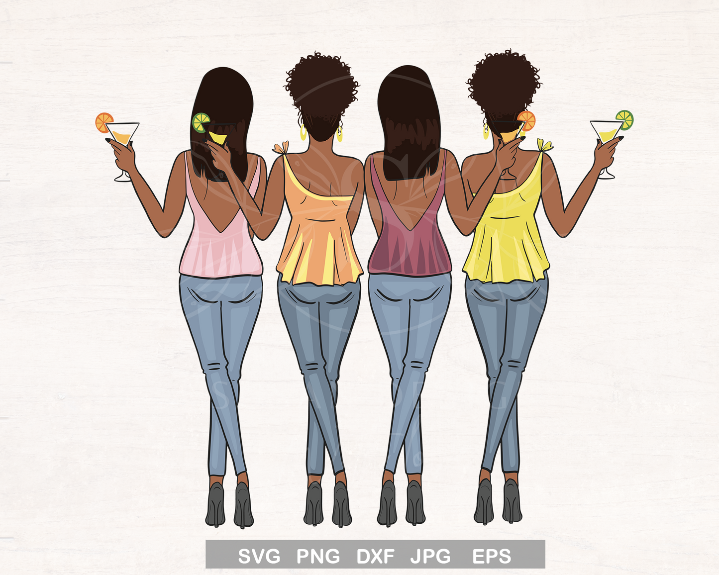 Best Friends in Denim Wine Together SVG, PNG cliparts