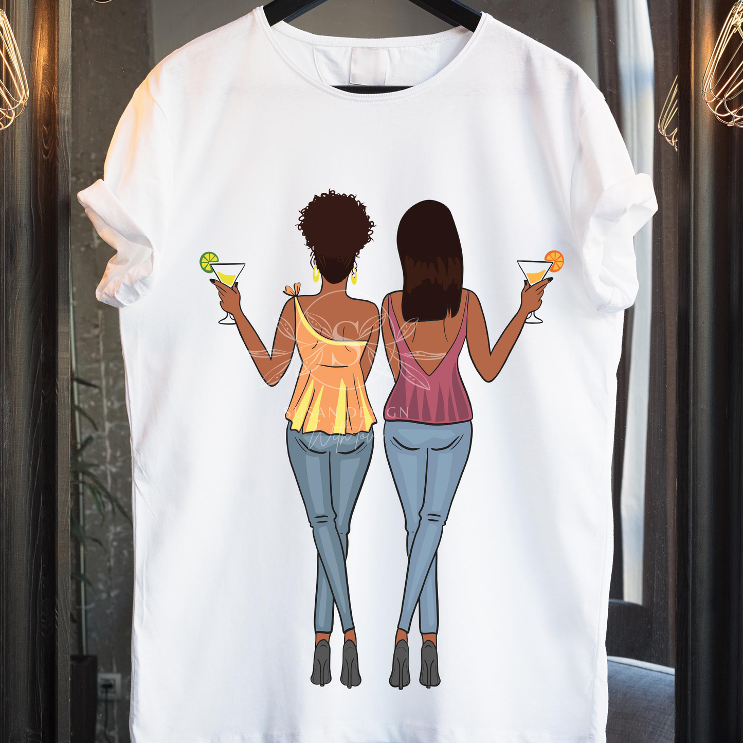 Best Friends in Denim Wine Together SVG, PNG cliparts shirt design