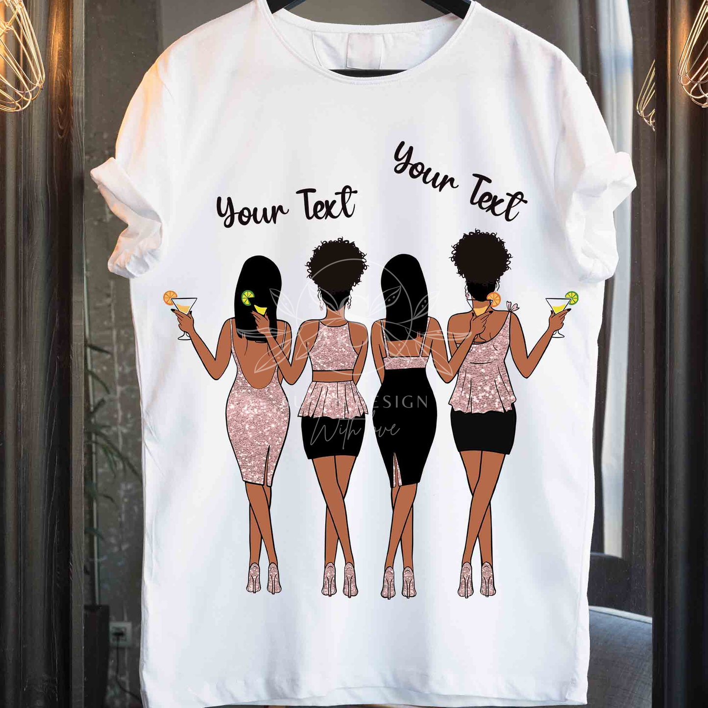 Sister Afro woman wine together Party SVG files for Cricut