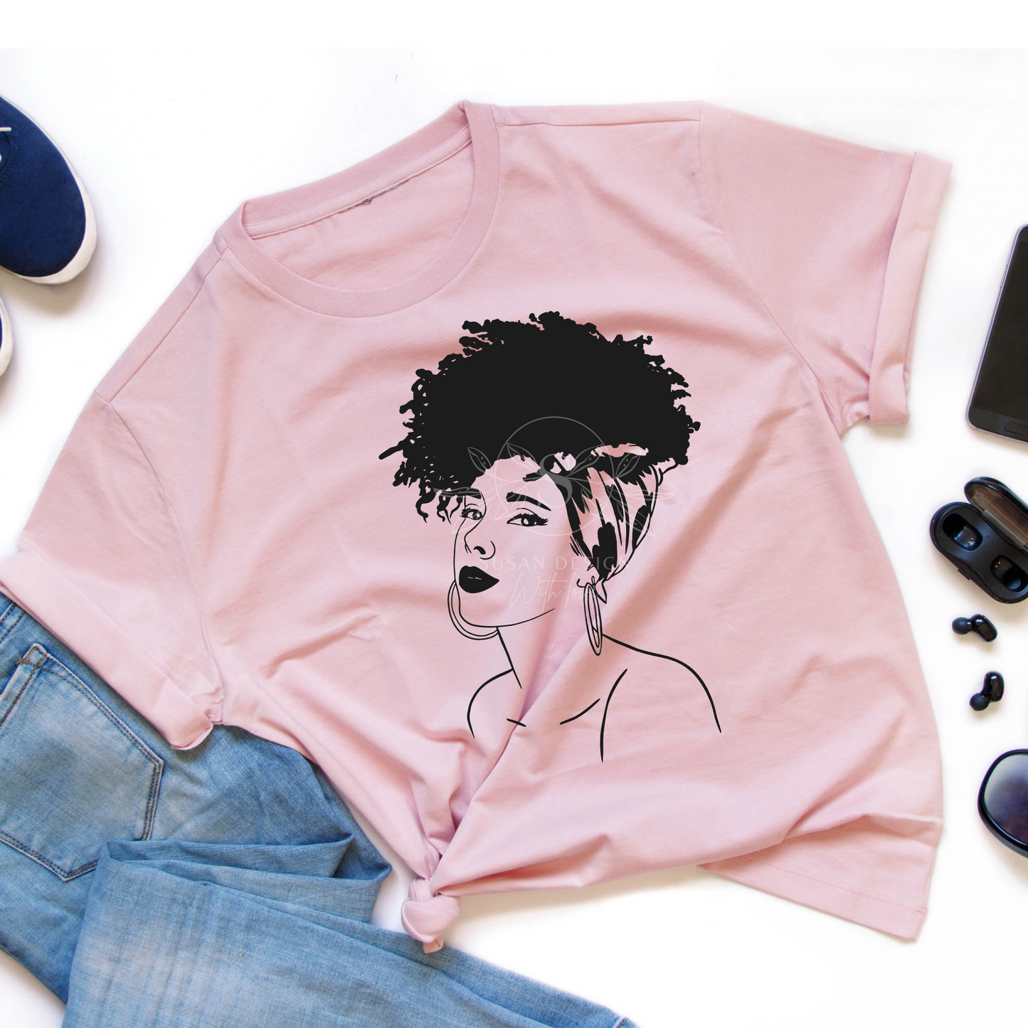 Fashioned Black Woman with Headwrap SVG Tshirt design for African Melanin Popping