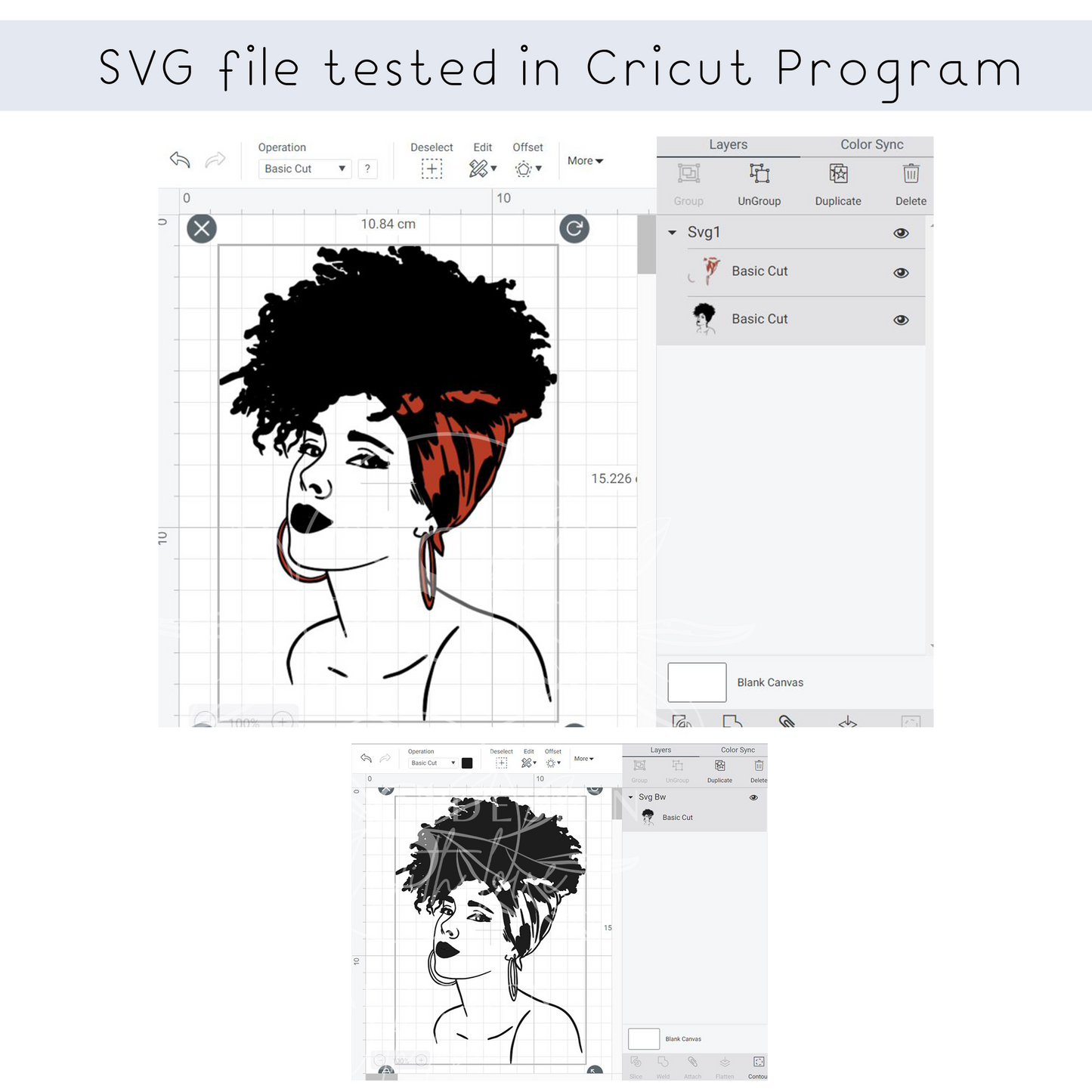 Fashioned Black Woman with Headwrap layered SVG files for Circut design for African Melanin Popping