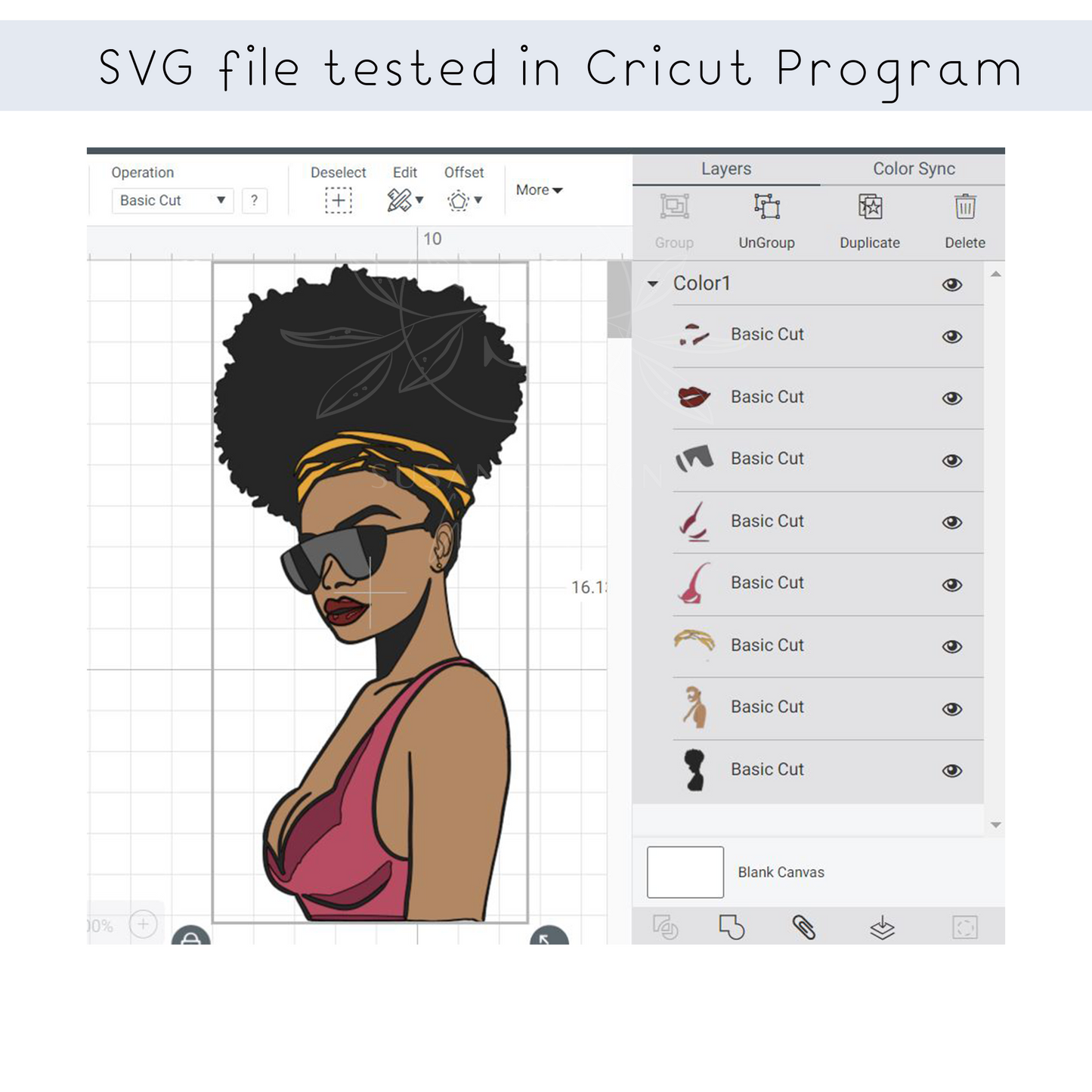 Dope Black Woman with Headwrap and Sunglasses SVG files for Circut