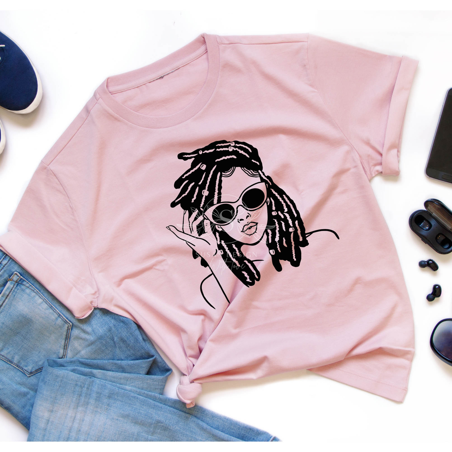 Black Woman Dreadlock Sunglass SVG file for Cricut shirt design