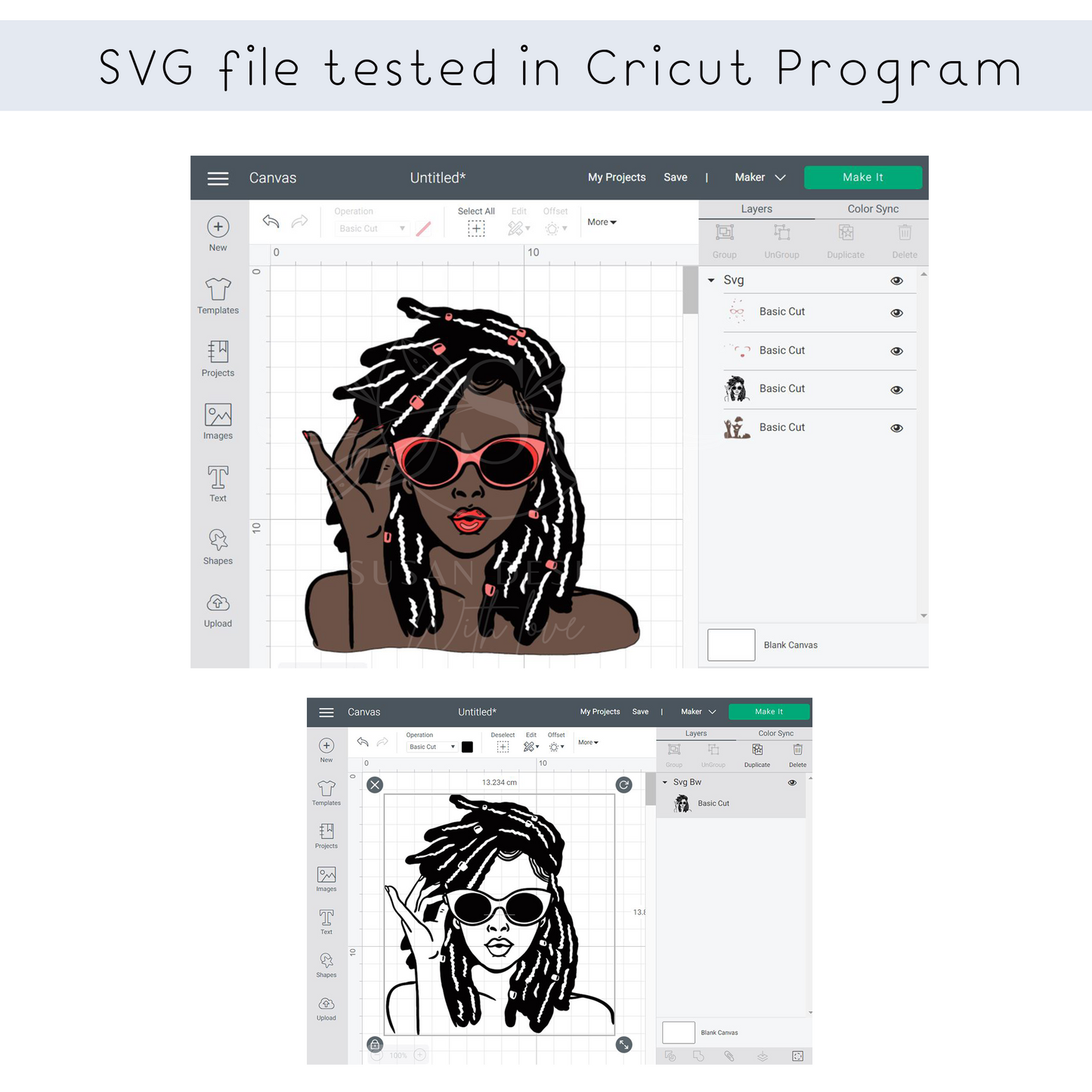 Black Woman Dreadlock Sunglass SVG file for Cricut shirt design