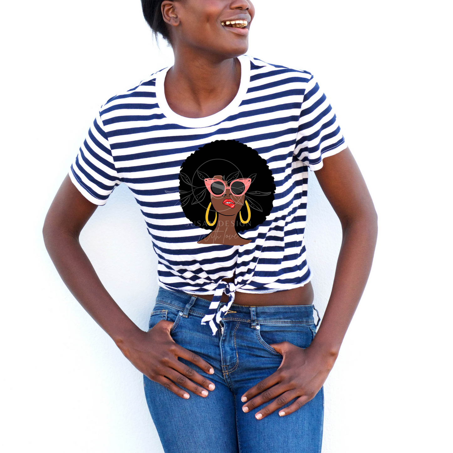 Afro Woman Sunglasses Biting Lip SVG files for Cricut design for Black woman and African American