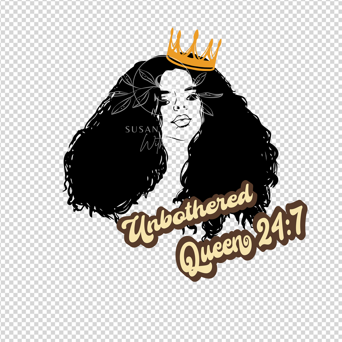 Unbothered Queen Afro Woman Puff Hair SVG