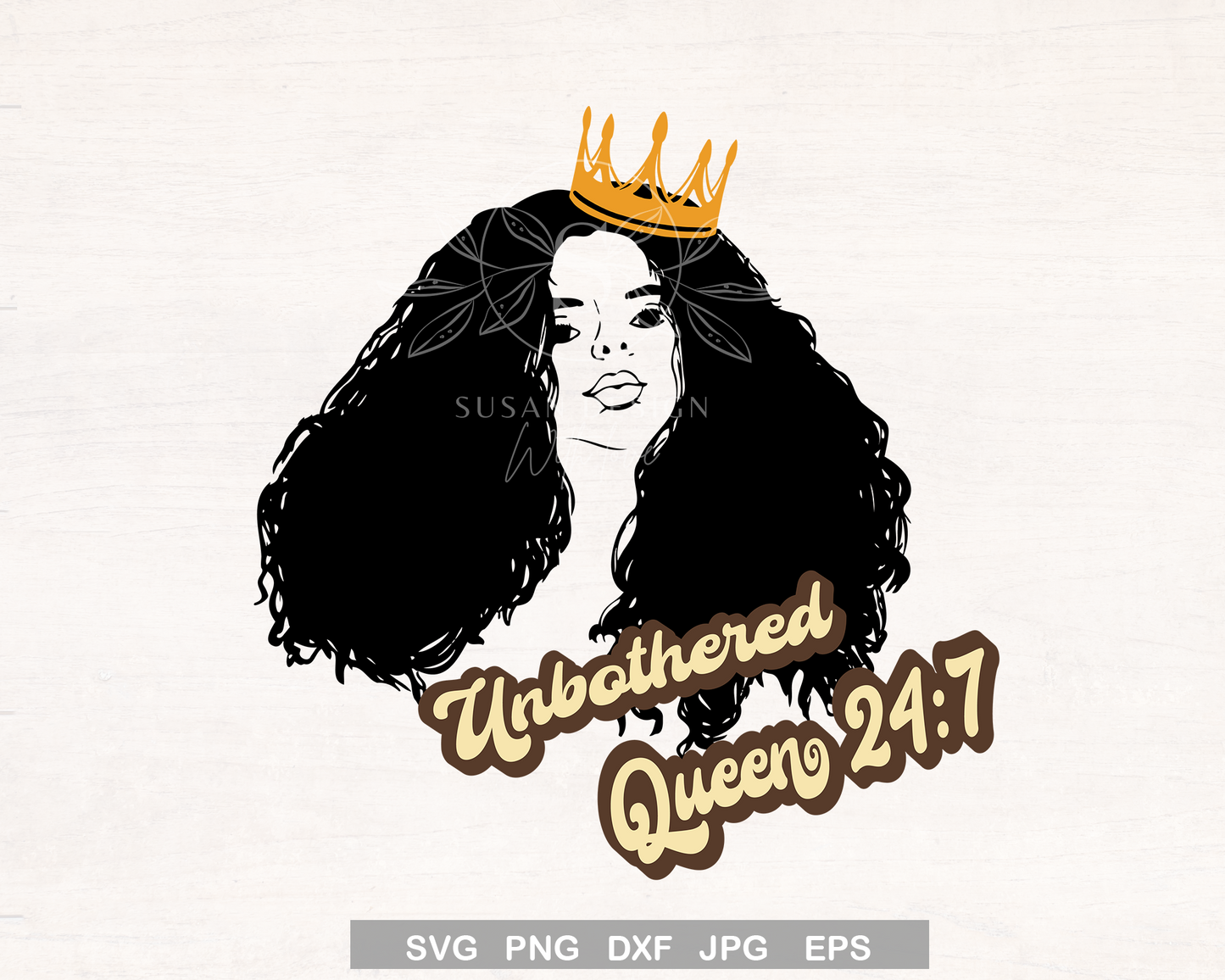 Unbothered Queen Afro Woman Puff Hair SVG