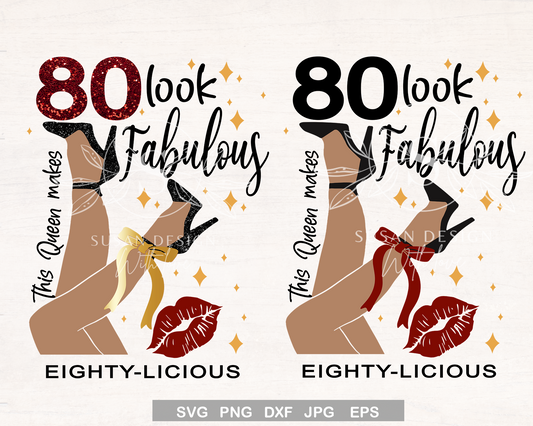 Eighty-licious, fabulous, 70th Birthday SVG