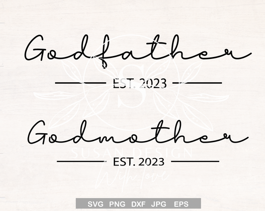Godfathers Godmother Est 2023, Christening SVG