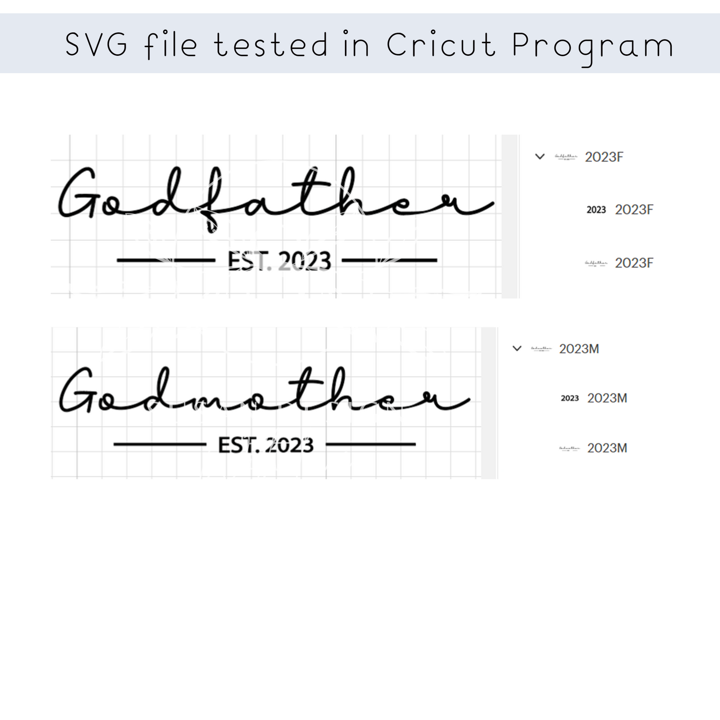 Godfathers Godmother Est 2023, Christening SVG