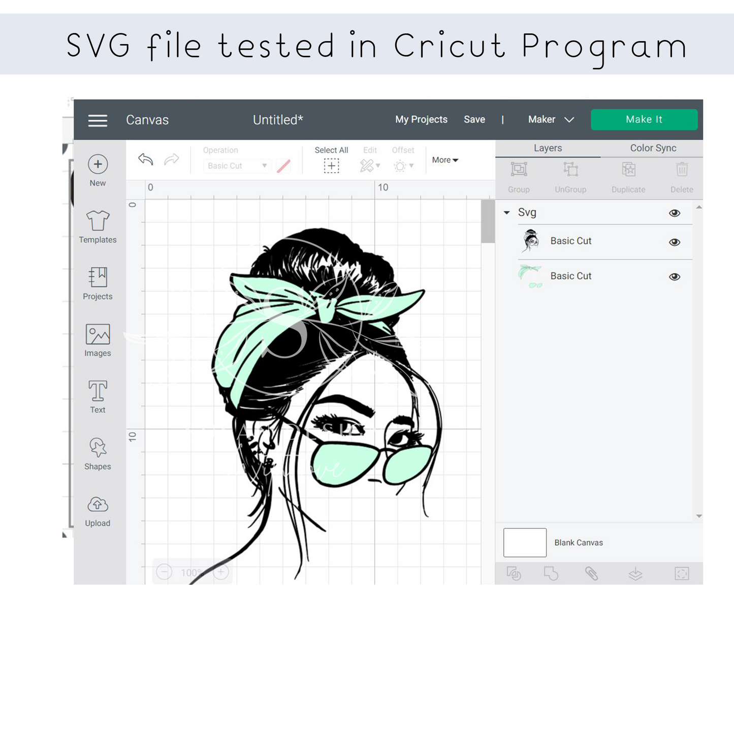 Messy Bun Eye Glasses and Glasses Layered SVG