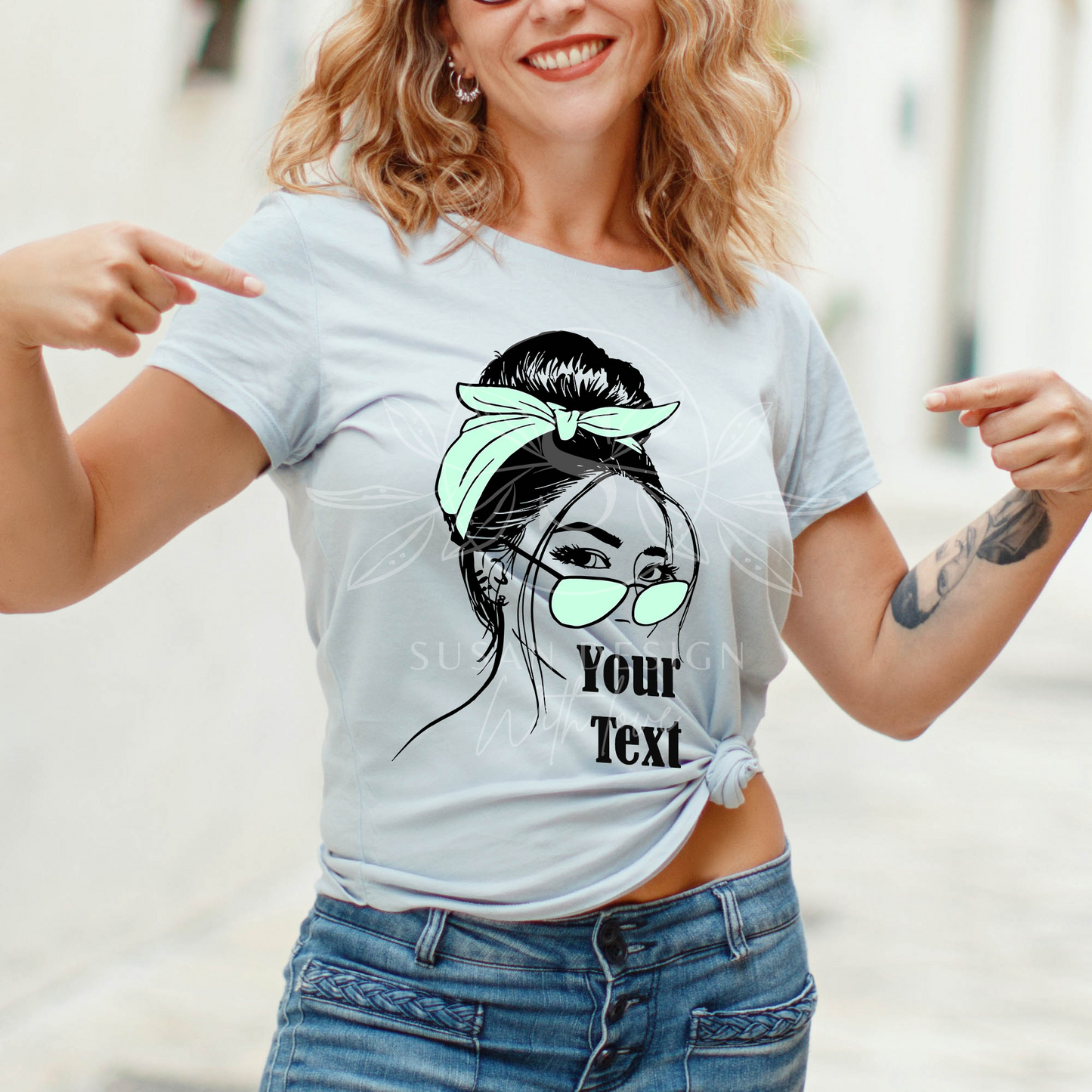 Messy Bun Eye Glasses and Glasses Layered SVG