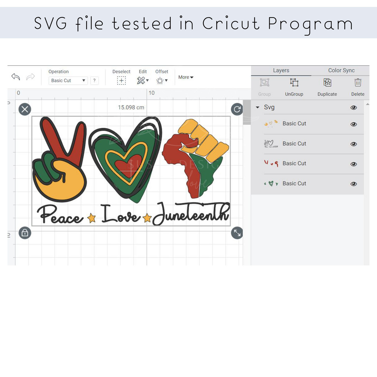 Peace Love Juneteenth SVG file for Circut