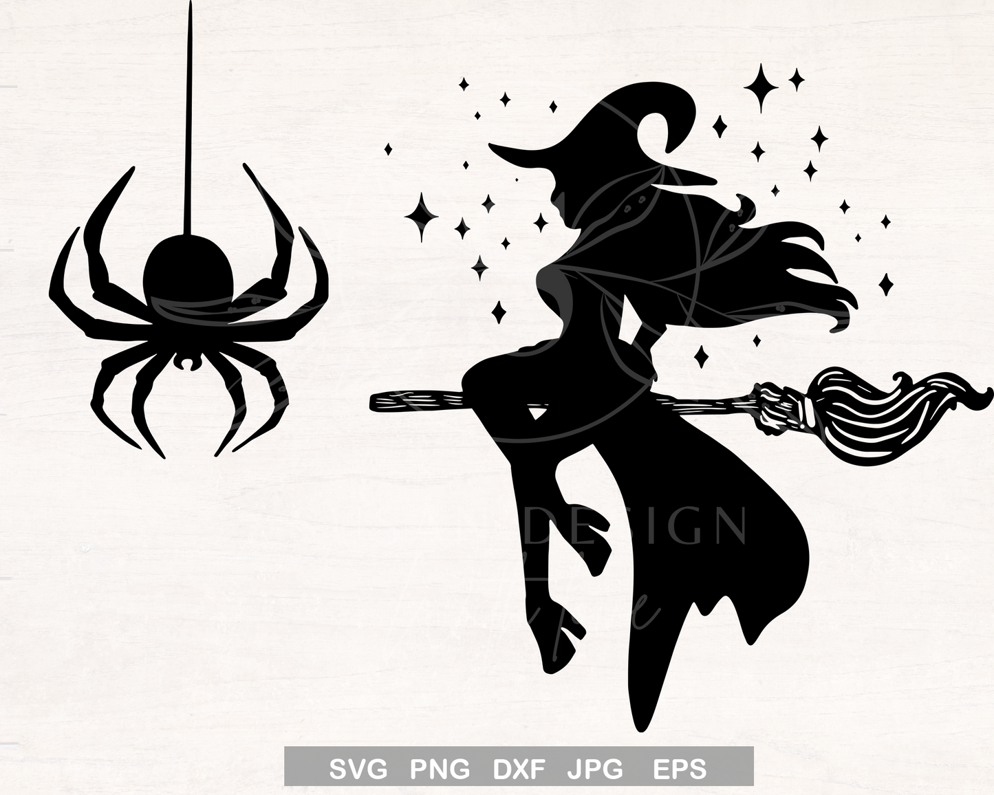 Witch and Spider SVG, Halloween Design