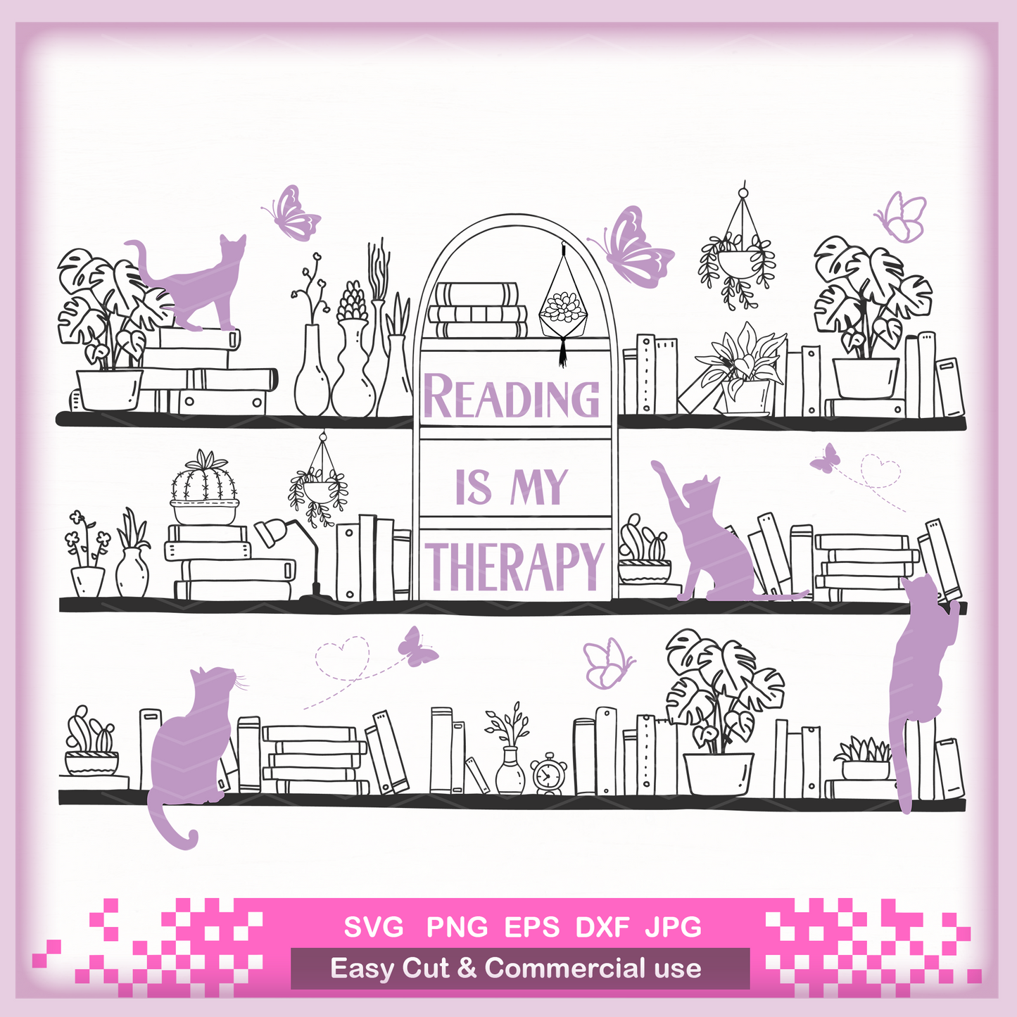 Reading is my Therapy Svg file for cricut, PNG sublimation design