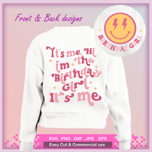 Groovy Retro It's Me, Hi I'm The Birthday Girl Svg Png, Birthday Party Svg, Trendy Groovy Wavy Stacked, svg file for Cricut, png sublimation