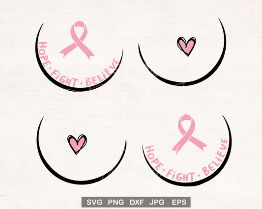 Hope fight Believe Breast Cancer SVG, Cancer Survivor, Middle finger Svg, Fuck Cancer SVG, Funny Cancer Awareness, svg file for cricut, PNG sublimation tshirt