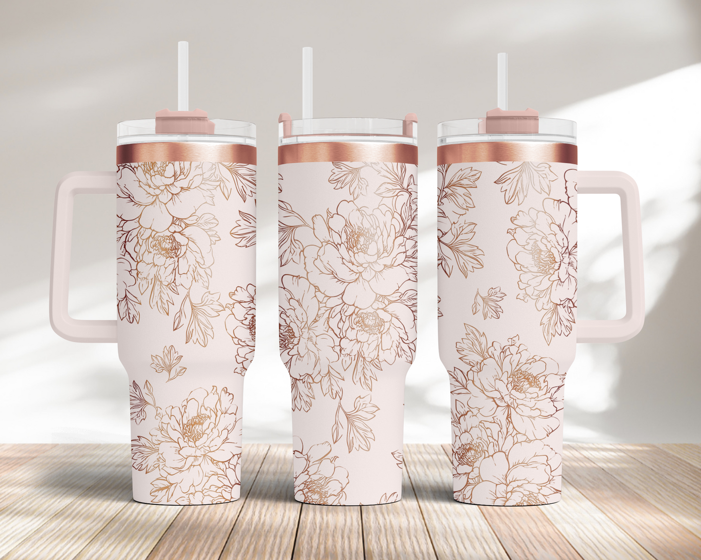 Flower Bundle 5 designs, 40oz Tumbler SVG Laser Engraved Full Wrap Seamless