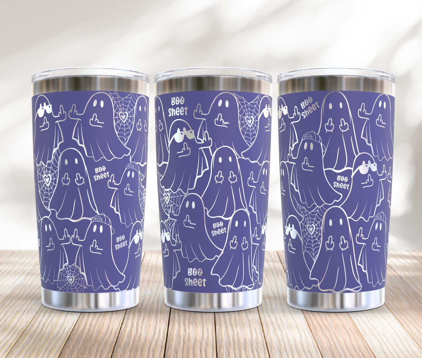 Boo Sheet, Cute Ghost Funny Halloween 20oz Tumbler SVG Laser Engraved Full Wrap Seamless