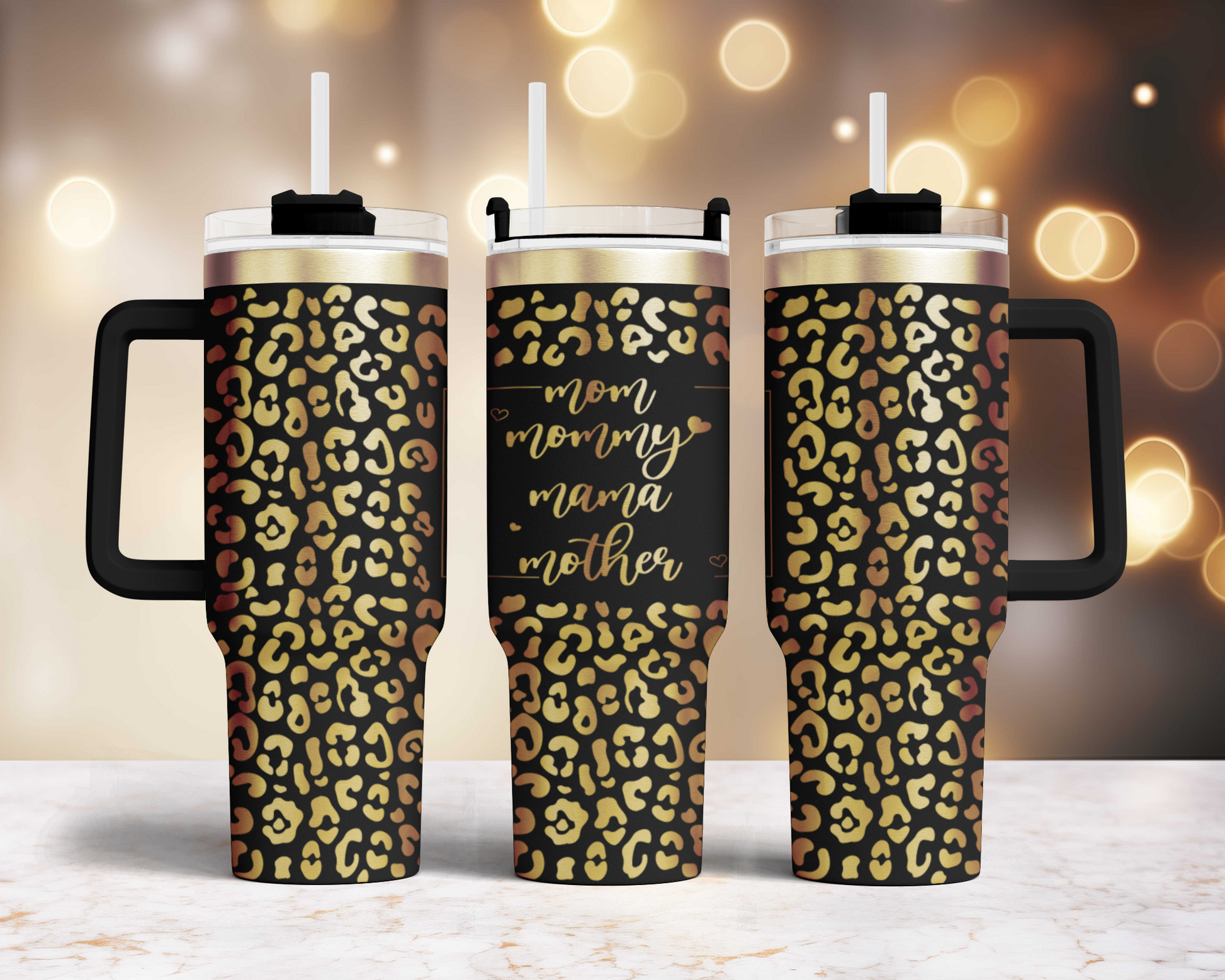 Mama mom mother Leopard 40oz Tumbler SVG Laser Engraved Full Wrap Seamless, Rotary and PNG sublimation