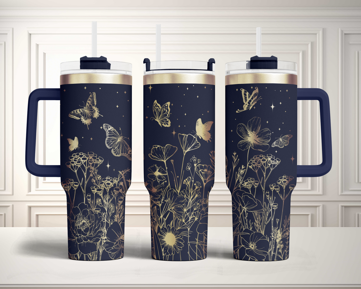 Flower Bundle 5 designs, 40oz Tumbler SVG Laser Engraved Full Wrap Seamless