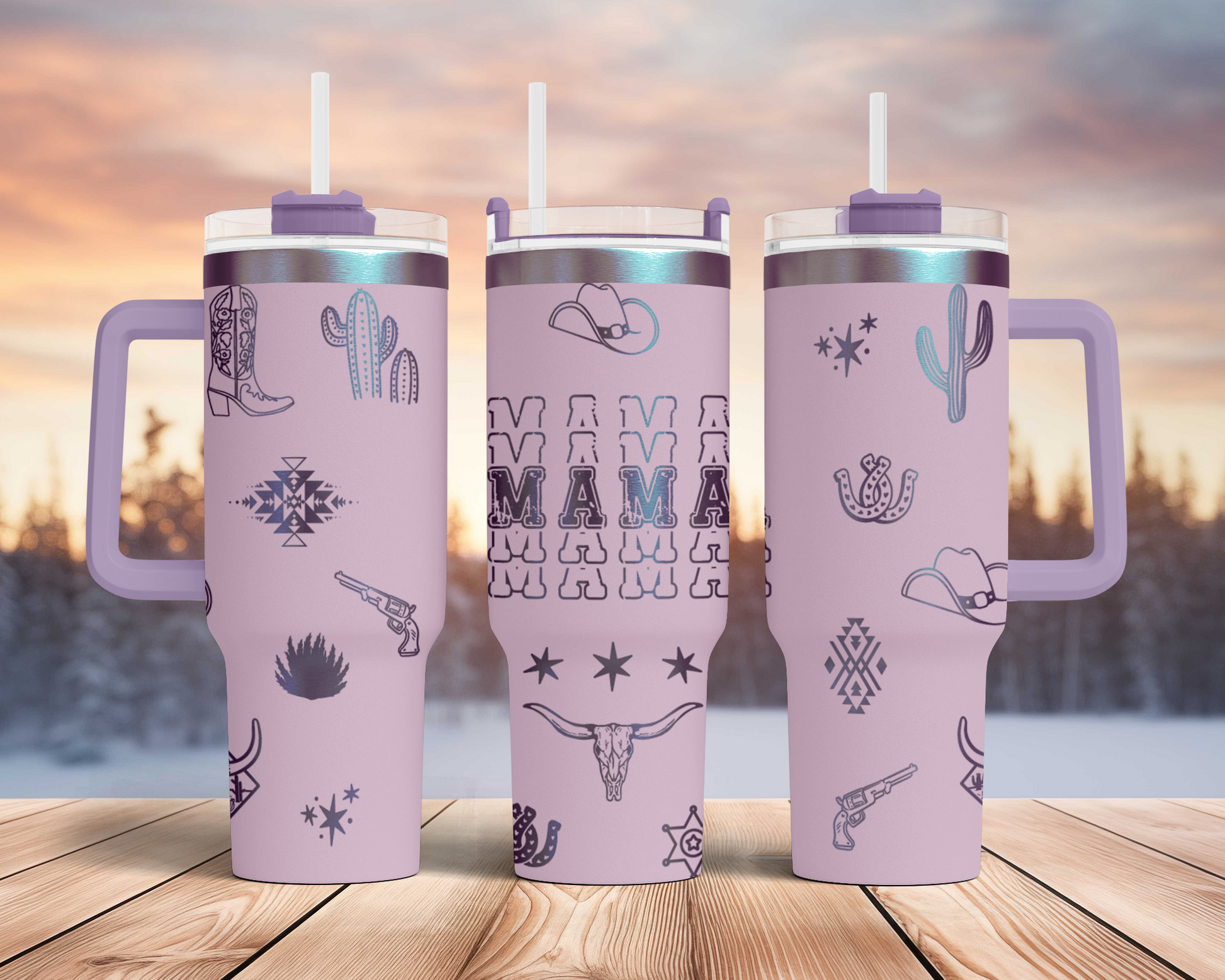 Howdy Mama Western  Engraved Full Wrap Seamless 40oz Tumbler SVG Laser Rotary and PNG sublimation 