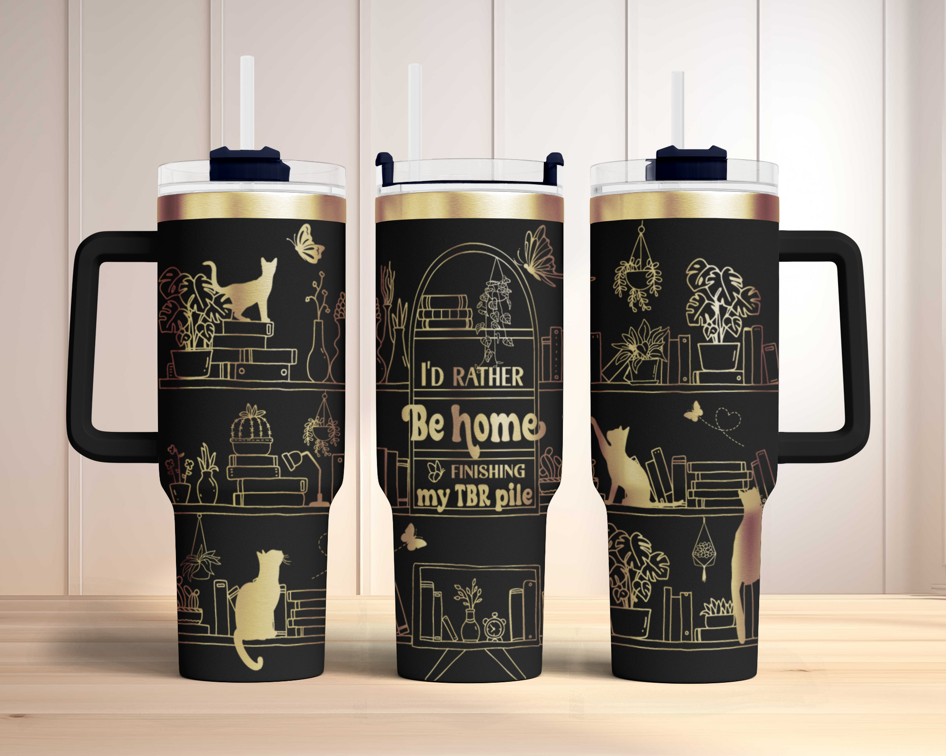 I'd rather be home finishing my TBR pile, Book lover Engraved Full Wrap Seamless 40oz Tumbler SVG Laser Rotary and PNG sublimation