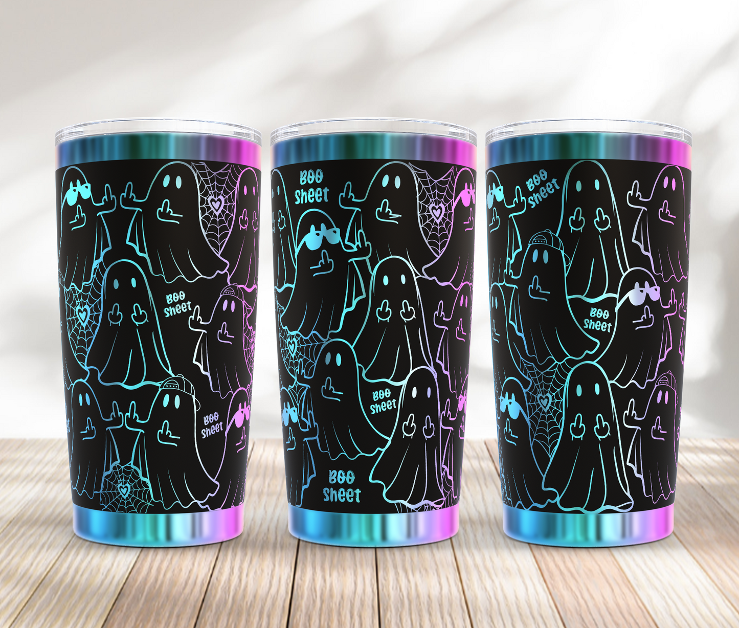 Boo Sheet, Cute Ghost Funny Halloween 20oz Tumbler SVG Laser Engraved Full Wrap Seamless